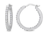1/2 Carat (ctw I-J, I2-I3) Diamond Hoop Earrings in Sterling Silver